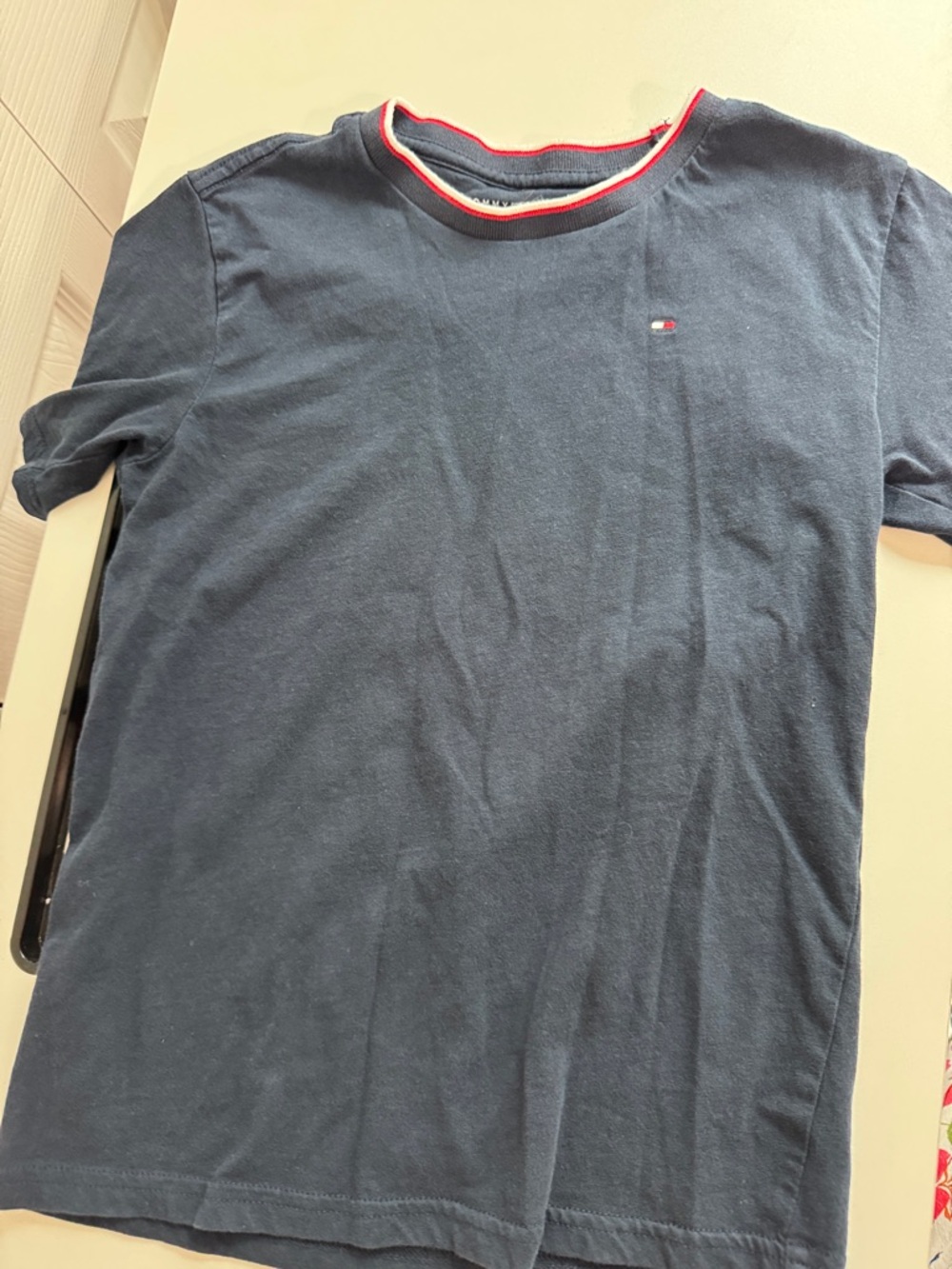 Tommy Hilfiger Navy Tee with Red-Trim Crewneck